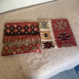 Pottery Barn 18” square wool blend Kilim pillow cover - set of 2